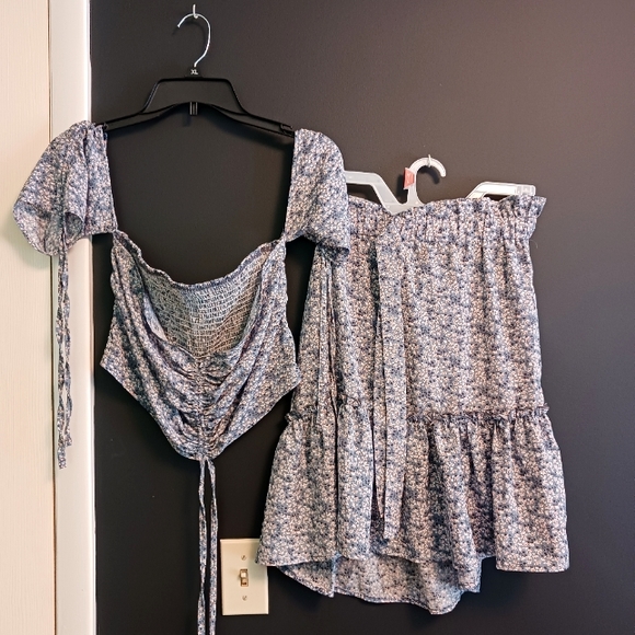 ROMWE Large womens Blue floral summer set - Picture 2 of 4